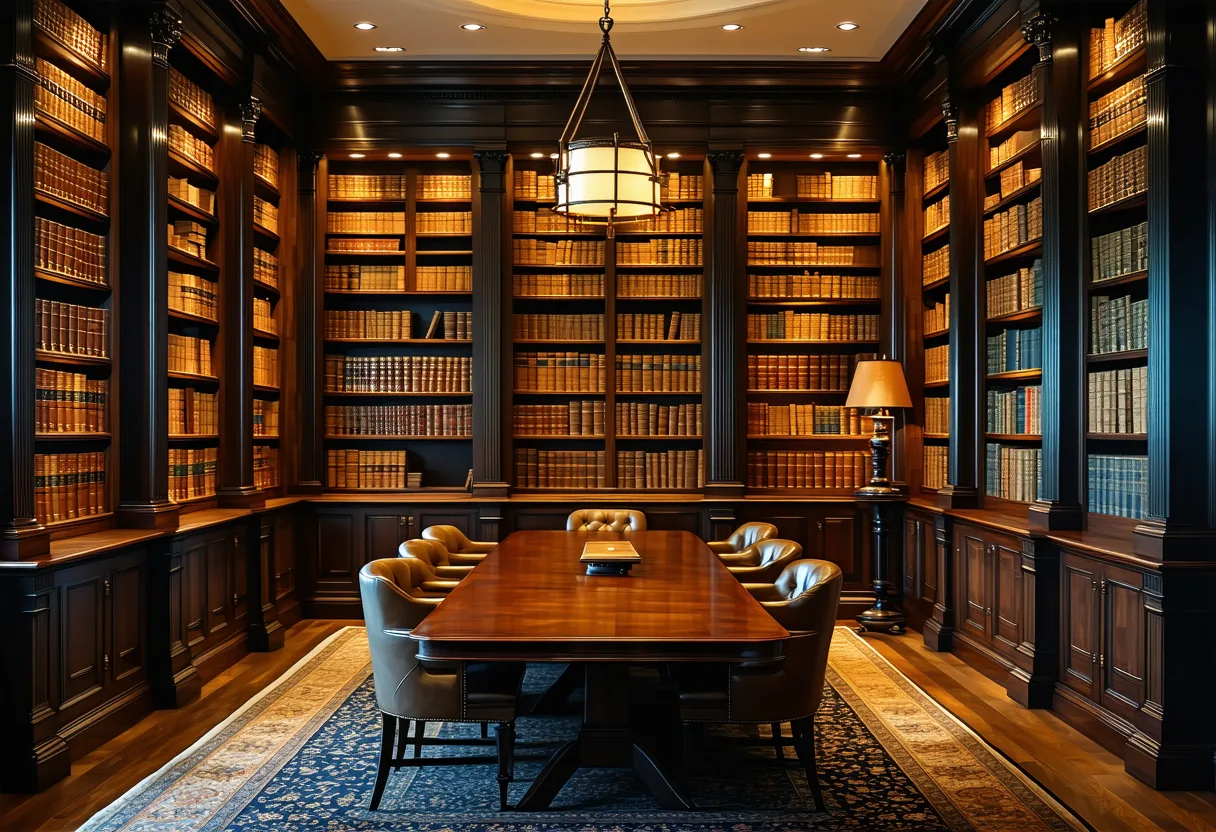 Law firm office with attorneys working with confidential client documents