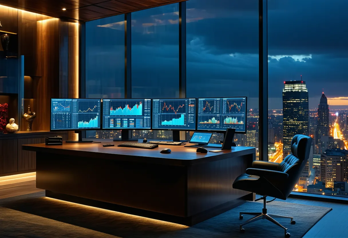 Wealth management firm with financial advisors reviewing secure client portfolios